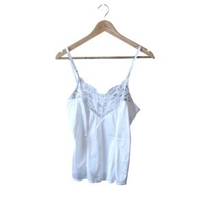 Vassarette White Lace Trim Camisole Satin Nylon Vintage Small Ivory Y2K Babydoll